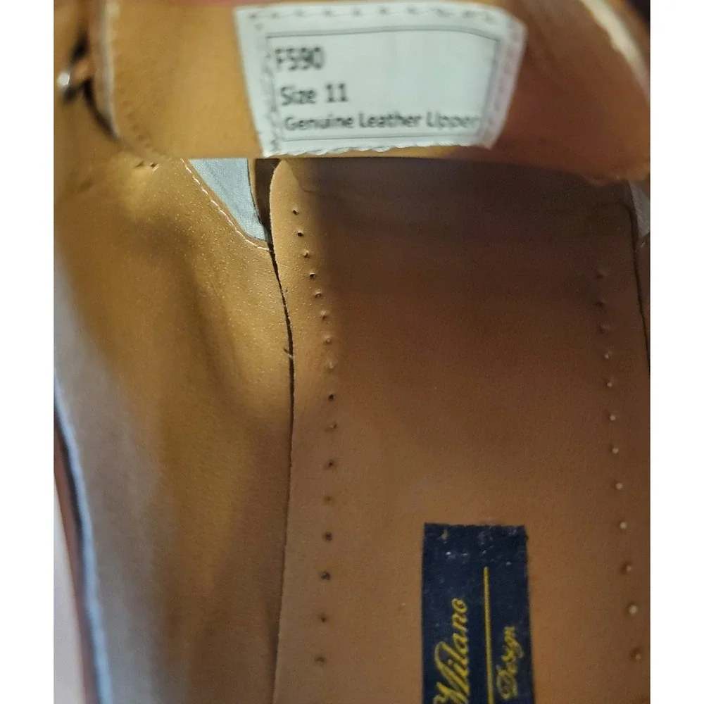 La Milano Mens Size 11 Brown Genuine Leather Wingtip Oxford Shoes F590